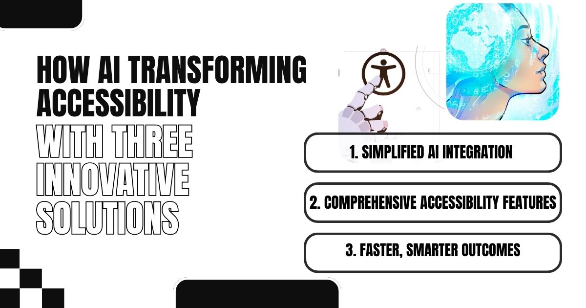 AI transforming accessibility with three innovative solutions: integration, features, outcomes.